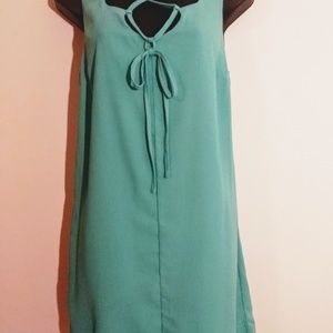 Laced Up Open Front Mini Dress with Side Pockets